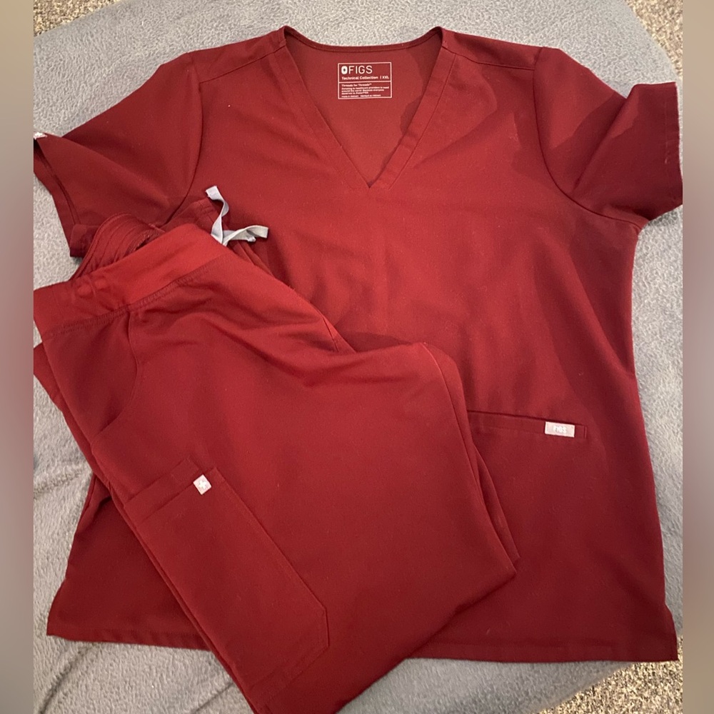 Figs Burgundy XXL Scrub Set
